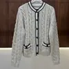 BORBOTIE Ropa de punto para mujer 2026 Primavera/Otoño Nuevas llegadas Estilo Moda BC Old Money Cardigan de punto trenzado con hilo de lentejuelas