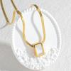 Colar feminino retangular simples de concha moda OL design de nicho ins corrente para suéter de aço inoxidável ouro 18K uma geração de cabelo