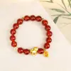 Pulseira de Ágata Vermelha Natural para Mulheres, Ano de 2026 Cavalo, Pulseira do Ano do Zodíaco, Zodíaco Cavalo, Joia de Cristal com Contas Vermelhas da Sorte