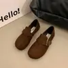 Zapatos Birkenstock estilo retro francés para mujer, nuevo diseño otoño e invierno 2026, zapatos slip-on versátiles con hebilla de cinturón y forro de felpa