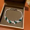 Pulsera de Zirconia Verde Oliva Brillante y Centelleante, Pulsera de Lujo Ligero y Gama Alta, Joyería de Moda Dopamina Transfronteriza Europea y Americana para Mujeres