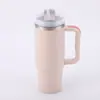 Nueva Taza Ice King de 40 oz de Fabricantes Transfronterizos, Transfronteriza con Asa, Taza Aislada de Acero Inoxidable 304 con Popote, Taza para Coche