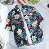 Camisa de flores para hombre manga corta vetiver estilo coreano holgada verano retro 2019 moderna talla grande para mujer guapo Hawái
