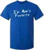 Tops Masculinos Europeus e Americanos com Gola Redonda 'EU SOU o Favorito da Mamãe' Dia da Mulher Estampado com Letras Curto com Gola Redonda