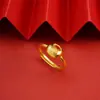 Anillo de Oro Arena Vietnamita Grasa Bendición Imitación Bulto Pequeño de Oro Estilo Palacio Aleación de Cobre Palabra de Bendición Anillo Abierto Joyería Artificial Femenina