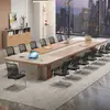 Mesa de conferência estilo luxo, longa e moderna, design retangular, adequada para reuniões e sessões de treinamento, conjunto de mesa e cadeiras para sala de conferência grande