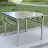 Mesa plegable de acero inoxidable para el hogar, puesto al aire libre, promoción, mesa portátil, mercado nocturno, comedor, mesa rectangular de almacenamiento simple