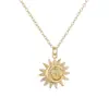 Aogu Moda y Sencillez Chapado en Oro de 18 Quilates Cobre Circonita Colgante de Sol Collar para Mujer, Cadena para Clavícula Única y Versátil