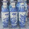 Jarrón de Cerámica Grande Azul Bajo Cubierta y Porcelana Blanca Flores y Pájaros Riqueza y Paz Jarrón de Cerámica de Pie Adornos para Regalo de Apertura