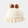 Touca de Bebê Outono e Inverno Novo Estilo Fofa Super Fofa Chapéu de Pescador para Bebê Mês de Vida Princesa Fashion Proteção Solar Chapéu de Sol Tendência