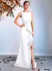Vestido Longo Europeu e Americano Transfronteiriço Intelectual e Elegante com Design de Pregas na Cintura da Moda, Vestido de Festa de Alta Qualidade para Mulheres