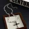 Y2 Estilo Sexy Collar Envuelto Rosa Cruz Cristal Transparente Perlas Cadena para Suéter Femenina Dulce Fresco Punk