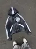 Conjunto de dos piezas de sudadera con capucha y cremallera con estampado de cruz desgastado y pantalones de chándal de pierna ancha, atuendo deportivo casual de calle americano