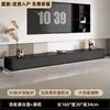 Juego de mueble de TV y mesa de centro para sala de estar en casa, mesa de centro de madera negra estilo italiano y combinación de mueble de TV de suelo para espacios pequeños