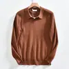Nuevo Suéter de Punto de Manga Larga para Primavera y Otoño para Hombre Camisa POLO Solapa de Gaviota Cuello en V Estilo Old Money Venta al por Mayor de Fábrica Transfronteriza