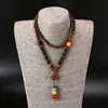 Collar de Xizang Más Vendido Versátil para Hombres y Mujeres Estilo Étnico Vintage Cadena de Lana Accesorios para Ropa Larga de Algodón y Lino Viaje de Madera