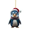 Nuevo Producto Transfronterizo, Interesante y Creativo Pingüino Pequeño Navideño Colgante Plano Acrílico Decoración de Espejo Retrovisor de Coche