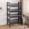 Prateleira de chão com cestos para vegetais, armazenamento móvel, micro-ondas, armazenamento de vegetais, prateleira doméstica multifuncional, estante de armazenamento