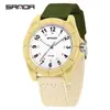 Reloj de Fiesta Estudiantil Sanda Examen Transmisión en Vivo Más Vendido Simple Versátil Unisex Luminoso Correa de Nylon Reloj Impermeable 50m