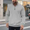 Sudadera de Punto Grueso Jacquard con Parches Pesados, Cuello Alto, Cremallera, Manga Larga, Estilo Retro Casual Europeo y Americano, Transfronterizo, Otoño e Invierno