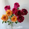 Flor artificial de rosa Austin de 3 cabeças transfronteiriça, decoração de casamento, ornamento decorativo para casa e hotel, flor de seda para atacado de comércio exterior