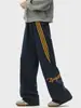 Pantalones Deportivos Rayados Americanos para Hombre 2025 Primavera y Otoño Nuevos High Street Holgados Caída Rectos Pierna Ancha Casual Largos