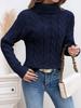 Moda Europea y Americana para Mujer, Tejido de Punto de Cuello Alto de Manga Larga con Giro de Color Sólido, Exportación Transfronteriza de Amazon, Tejido de Punto de Otoño e Invierno