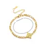 Pulsera de Acero Inoxidable 304 con Colgante de Doble Orificio con Patrón Redondo Concéntrico Continuo Cuadrado Cortado de Venta Caliente Transfronteriza Cadena Figaro