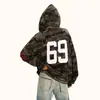 Chamarra con Capucha Camuflaje Estilo High Street Americano para Hombres y Mujeres Primavera y Otoño 2025 Marca Retro Trendy Holgada Casual con Cremallera Trendy