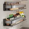 Estante de Almacenamiento para Cocina Estante para Especias Acero al Carbono Sin Taladro Montado en Pared Estante de Pared para Condimentos Portacuchillos de Cocina