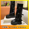 Botas de Caballero Picante con Suela Gruesa para Aumentar Altura Ropa Exterior Moda Francesa Versátiles para Personas Bajas Tacones Súper Altos Botas de Pantalón Nuevo Estilo 2026