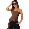 2025 Transfronterizo Trendy Deseo Puro Estilo Chica Caliente Top de Tubo con Volantes y Cinta para Mujer Nicho Adelgazante Verano