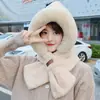 Lindo Sombrero de Oso de Peluche Bufanda para Estudiante Todo en Uno para Mujer Invierno a Prueba de Viento Protección para las Orejas Cálido con Forro Polar Bufanda para el Cuello Gorro para Ciclismo