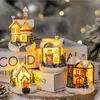 Casa Pequeña Estereoscópica Colorida Luminosa de Navidad Adornos para Ventana de Año Nuevo Decoración de Micro Paisaje Resina Pequeños Regalos para Niños