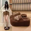Sandálias slip-on minimalistas estilo coreano com sola grossa, aumento de 7cm de altura para mulheres, novas pantufas casuais de algodão com velcro outono/inverno 2026 para mulheres