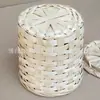 Cesta de bambú para recolectar té con tapa, cesta de bambú hecha a mano, cesta de almacenamiento para recolectar hojas en el jardín de té, recipiente de almacenamiento para hojas de té