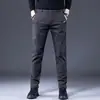 Pantalones casuales de otoño e invierno para hombre, pantalones rectos elásticos de corte ajustado, pantalones largos de negocios para hombre