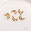 Colgante de Estrella y Luna de Circonita Chapado en Oro de 14K Pendiente de Rama con Pájaro Cantando y Enredadera de Flores Joyería DIY Hecha a Mano Accesorios