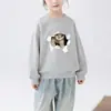 Moletom Solto de Gola Redonda Estilo Coreano para Primavera Transfronteiriça para Homens, Mulheres e Crianças, Blusa Casual Solta, Suéter de Manga Longa Roupa Infantil