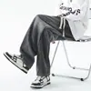 Calça jeans masculina com degradê, calça reta de alta qualidade da moda americana com corte solto, calça com vibe vintage desgastada em degradê lavado