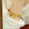 Tienda de Oro Mismo Estilo Pulsera Elástica Brillante con Cuentas Doradas, Segura y Feliz, Atrayendo Riqueza y Fortuna