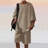 Transfronterizo Cuadrado Pequeño Deportivo Casual Camiseta de Manga Corta para Hombre Verano Pesado Oversize Holgado Manga Corta Set de Shorts