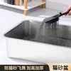 Bandeja para Arena de Gato de Acero Inoxidable Cuidadosamente Seleccionada, Inodoro para Gato Abierto Antisalpicaduras, Tina de Baño para Mascotas, Bandeja para Arena de Gato Extra Grande
