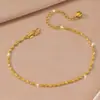 Tobillera Dorada para Mujer de Onda de Agua con Cascabel, Venta Caliente Transfronteriza Europea y Americana, Diseño de Lujo Ligero, Sensación de Alta Gama, Dropshipping para Transmisión en Vivo