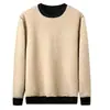 Sudadera de cuello redondo para hombre de otoño e invierno, nuevo estilo coreano, forro polar y engrosada, talla grande, color liso, cálida, top casual