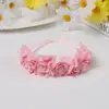 Diadema de Flor Europea y Americana Transfronteriza para Bebé, Diadema de Rosa de Tela de Gasa Rosa, Accesorios para Sesión de Fotos de Recién Nacidos, Niña de las Flores