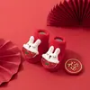 [Estilo Caliente] Calcetines para Bebé de Otoño e Invierno Transfronterizos Calcetines Rojos de Año Nuevo Zapatos y Calcetines Engrosados Antideslizantes para Recién Nacidos y Niños Pequeños