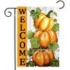 Bandera de jardín de doble cara de lino con diseño de calabaza de bienvenida para Acción de Gracias, otoño cálido, decoración de patio