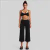 Conjunto de roupa de yoga transfronteiriço para mulheres, conjunto de colete esportivo de bolinhas color block, conjunto de roupa para corrida e fitness ao ar livre