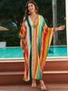 Nuevo Vestido Largo Holgado de Rayón Estampado Estilo Europeo y Americano para Vacaciones Tallas Grandes Cubrebikini para Mujer